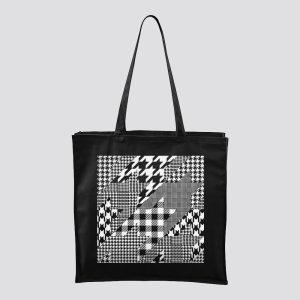 Classic Mix Fekete Fehér Patchwork Vászontáska Nagy