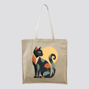 Lemon Sun Cat Macskás Vászontáska Natur Nagy